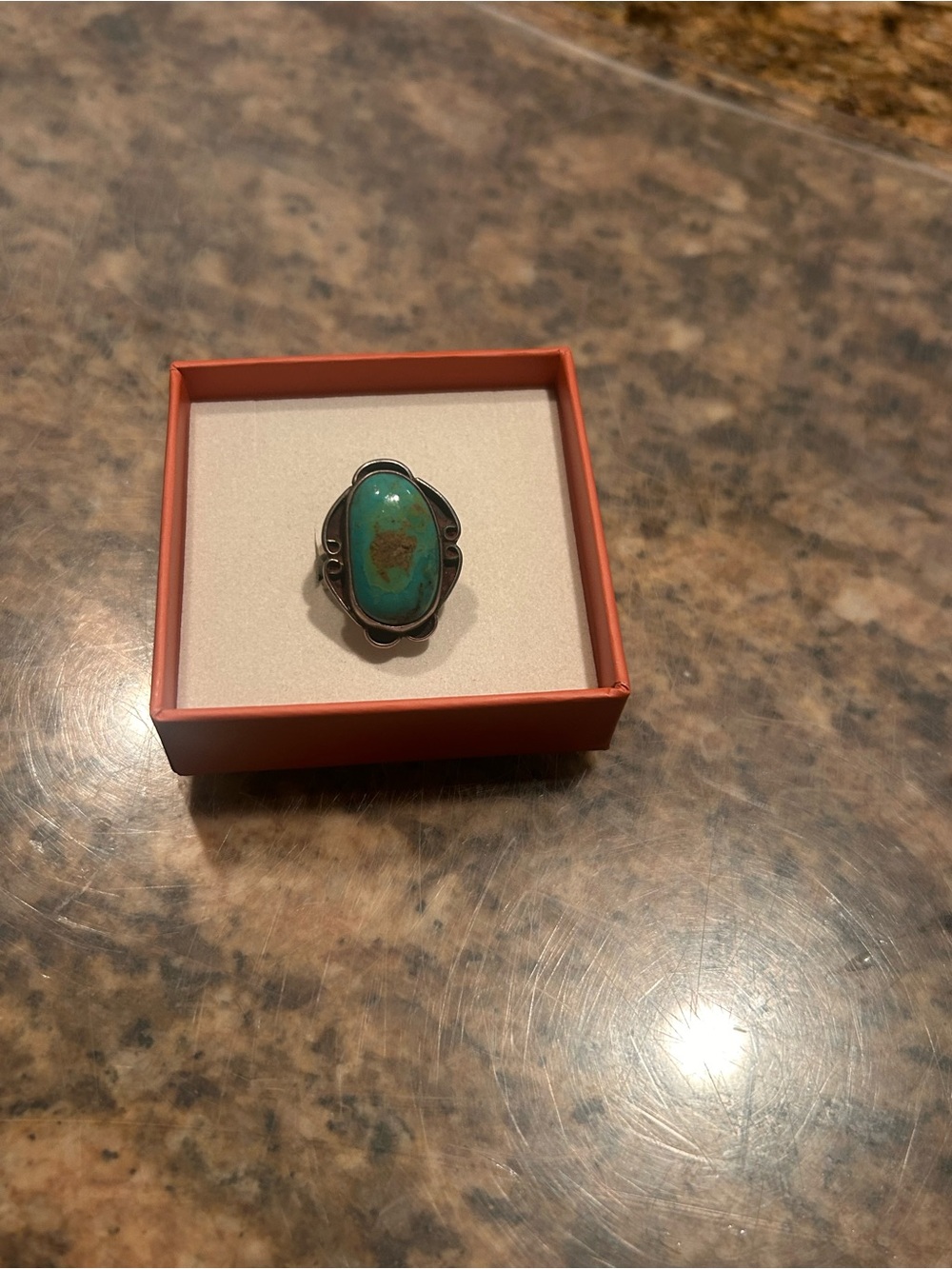 Turquoise Stone Sterling Silver Ring - Green Turquoise Statement Ring